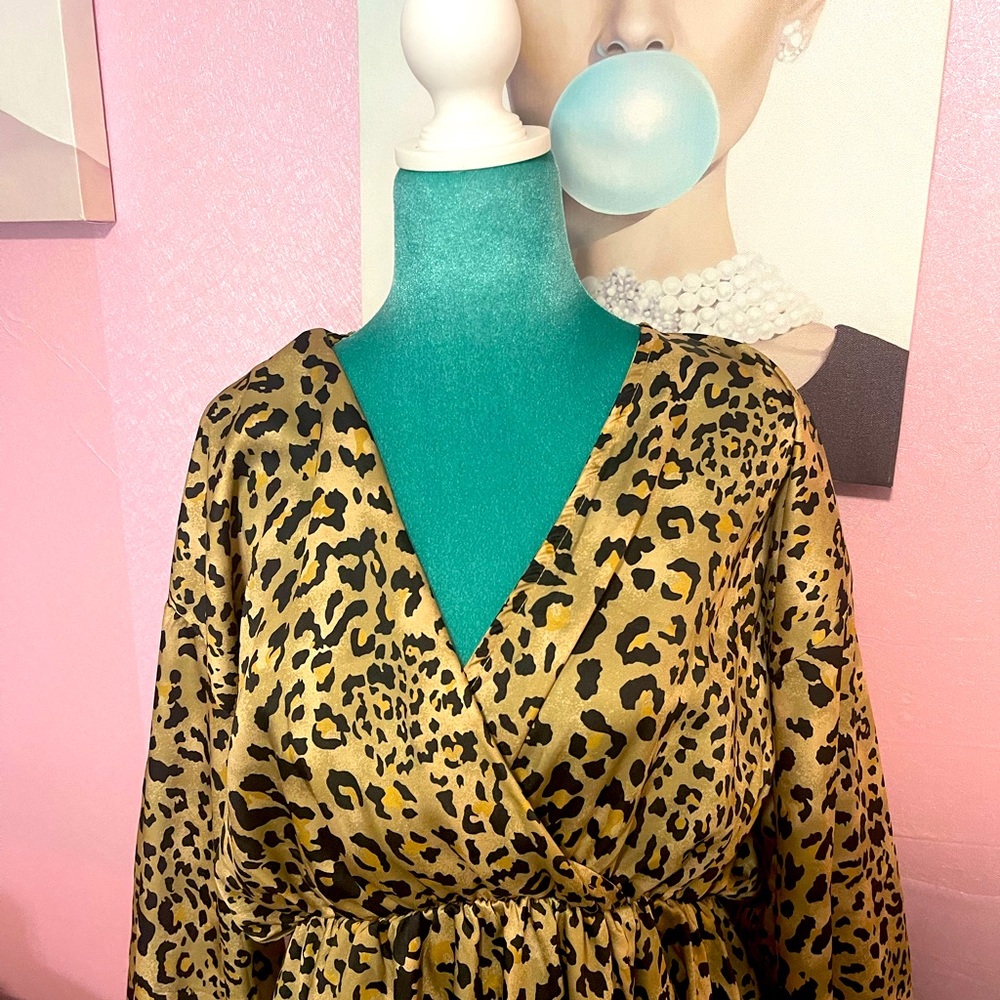 Animal print faux wrap dress